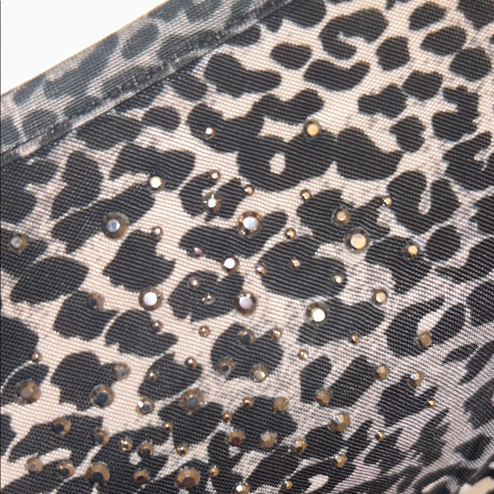 Leopard Print V-Neck Dress with Metallic Bling Size Medium by Lady Noiz - Picture 4 of 10